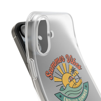 Summer Vibes Clear Phone Case - "Endless Summer" Beach Sun & Palm Design