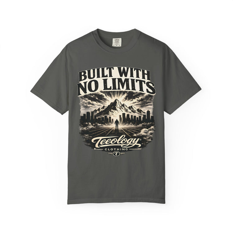 Built With No Limits mountain graphic T-shirt by Teeology Clothing