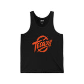 Teeology Logo Tank Top — Red Retro Graphic Jersey Tank