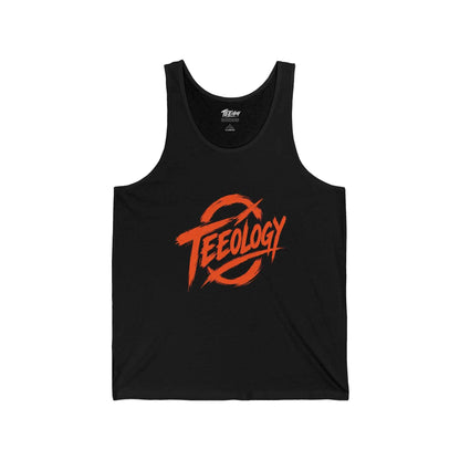 Teeology Logo Tank Top — Red Retro Graphic Jersey Tank