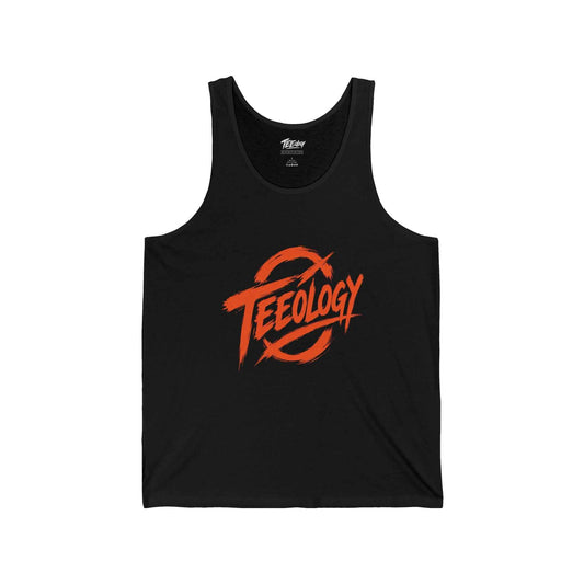 Teeology Logo Tank Top — Red Retro Graphic Jersey Tank