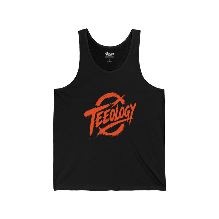 Teeology Logo Tank Top — Red Retro Graphic Jersey Tank