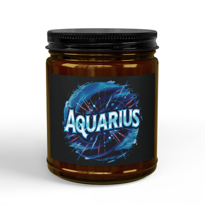 Aquarius Zodiac soy candle in scented jar