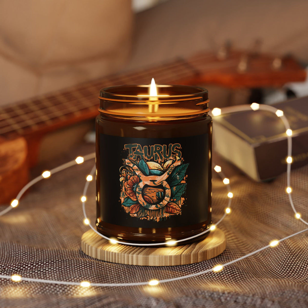 Taurus Zodiac soy candle in amber jar