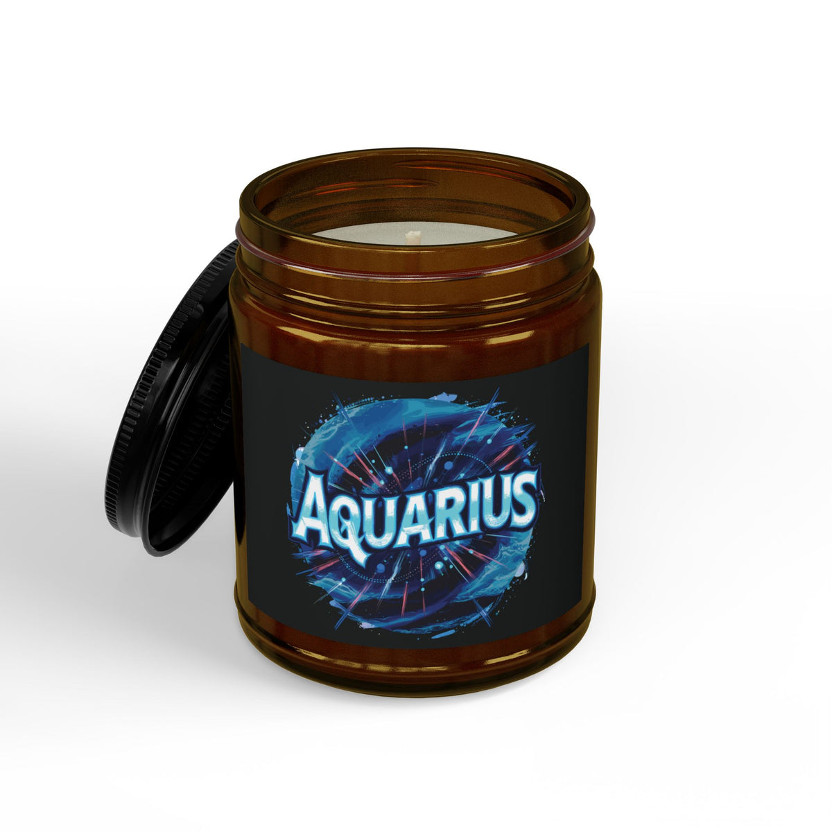 Aquarius Zodiac soy candle in scented jar