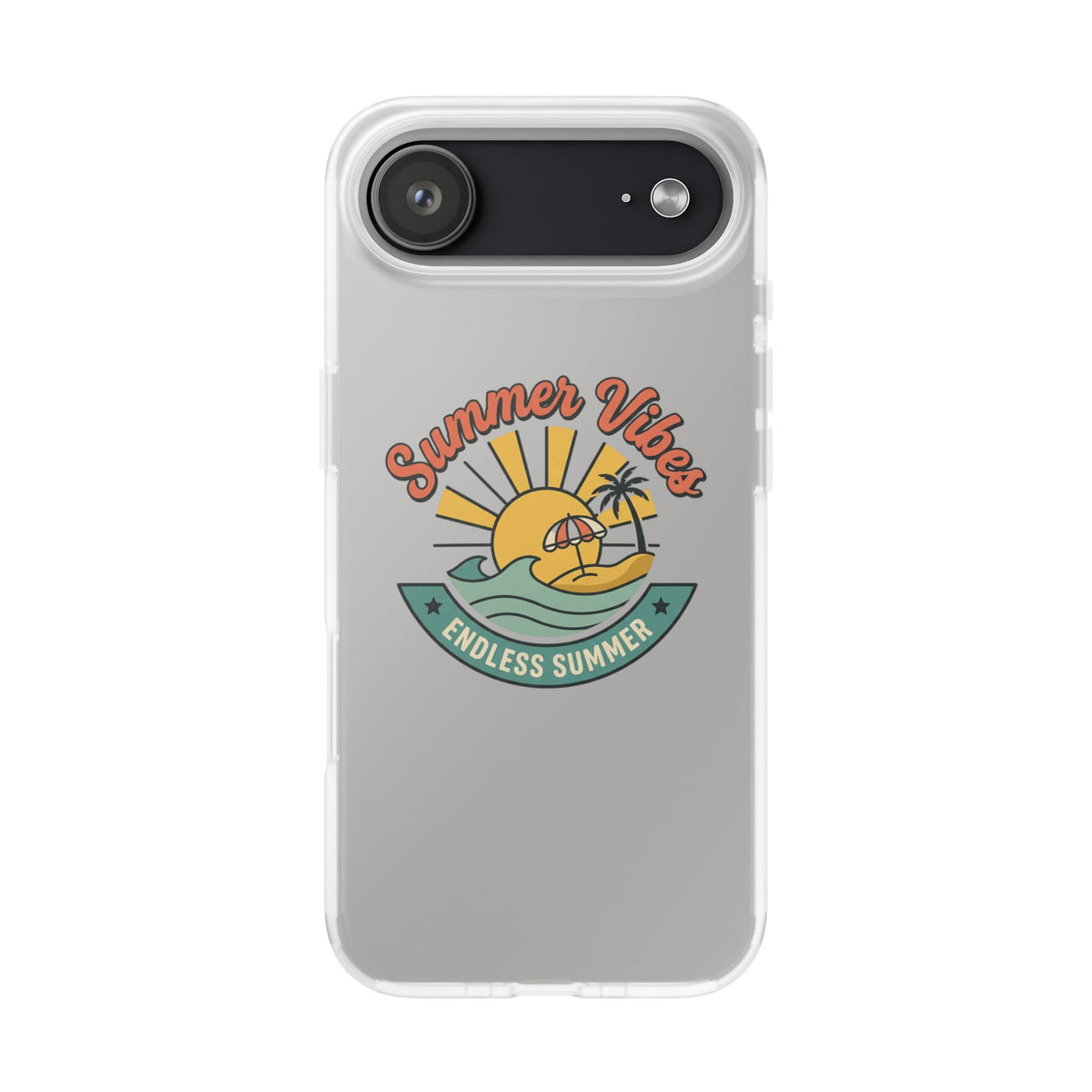 Summer Vibes Clear Phone Case - "Endless Summer" Beach Sun & Palm Design