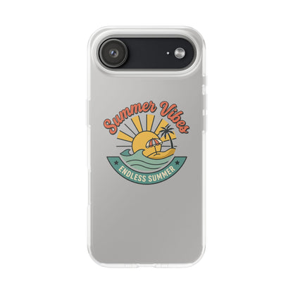 Summer Vibes Clear Phone Case - "Endless Summer" Beach Sun & Palm Design