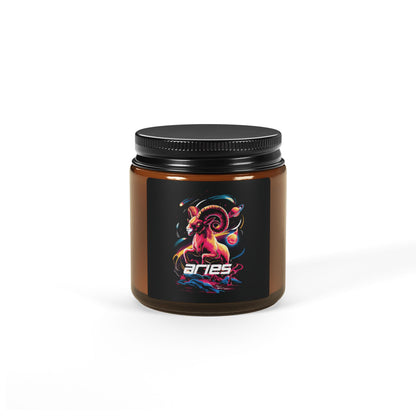 Aries Zodiac amber jar scented soy candle