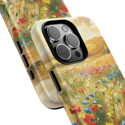 Floral Meadow Tough Phone Case with painted wildflower artwork
