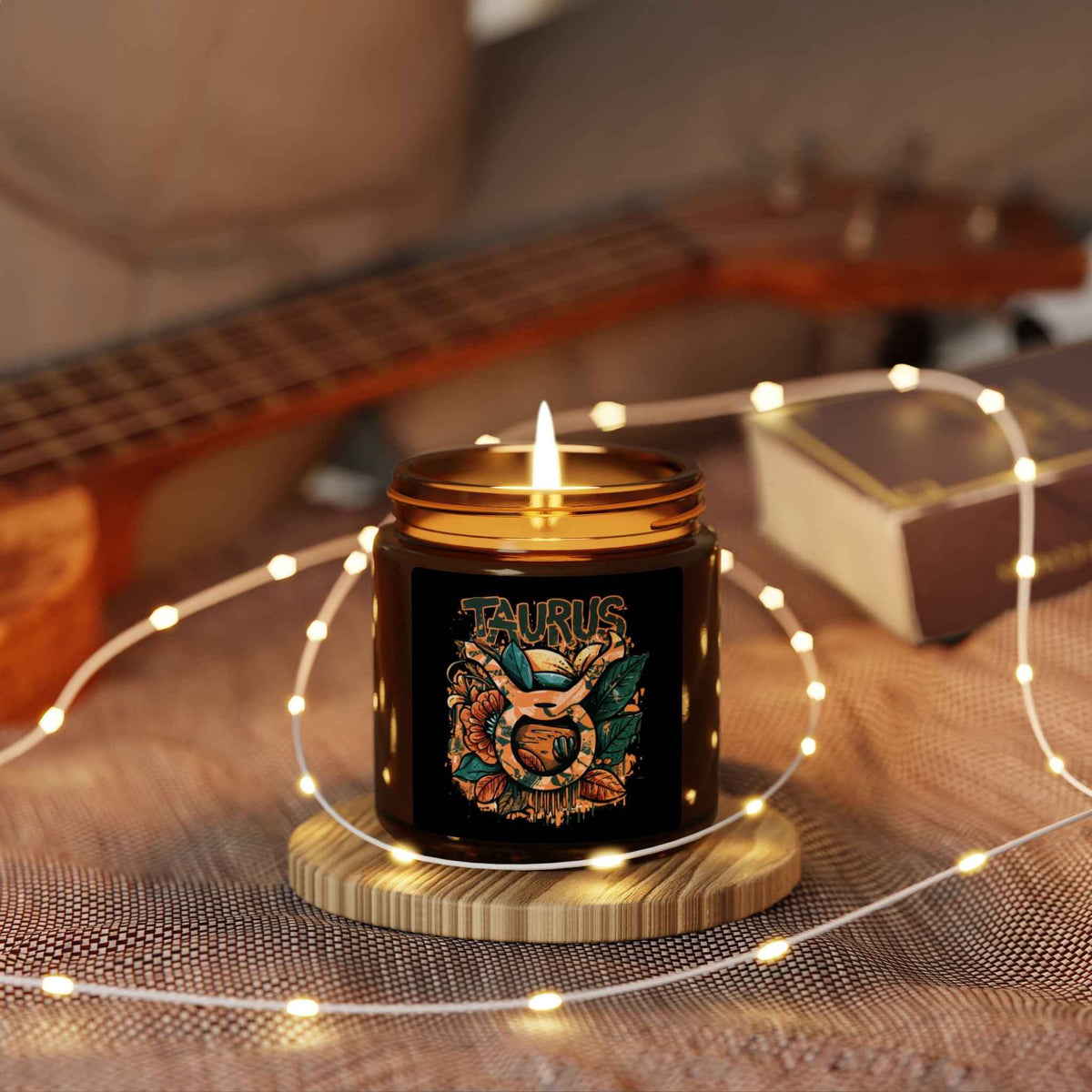 Taurus Soy Candle — Amber Jar Zodiac Scented Candle (Astrology Gift)