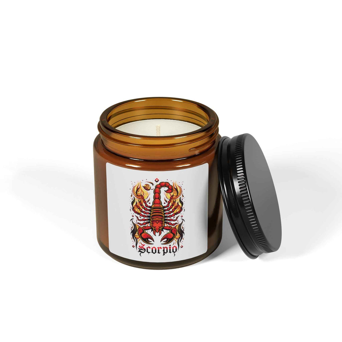 Scorpio Scented Soy Candle — Amber Jar Zodiac Candle (Astrology Gift)