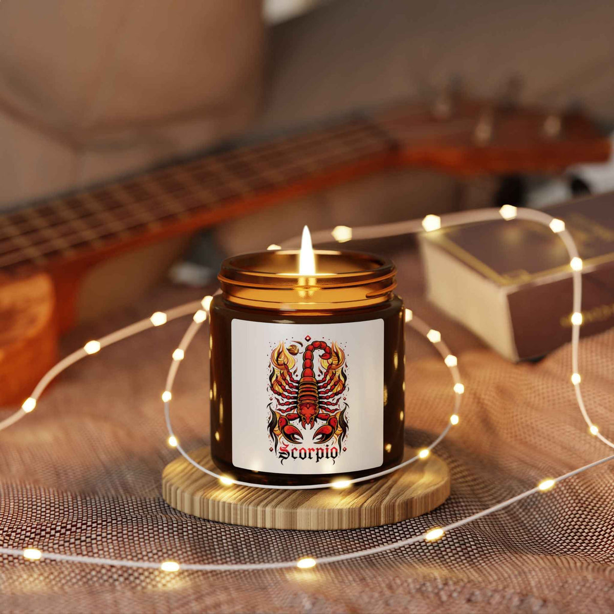 Scorpio Scented Soy Candle — Amber Jar Zodiac Candle (Astrology Gift)