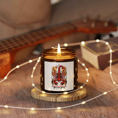 Scorpio Scented Soy Candle — Amber Jar Zodiac Candle (Astrology Gift)