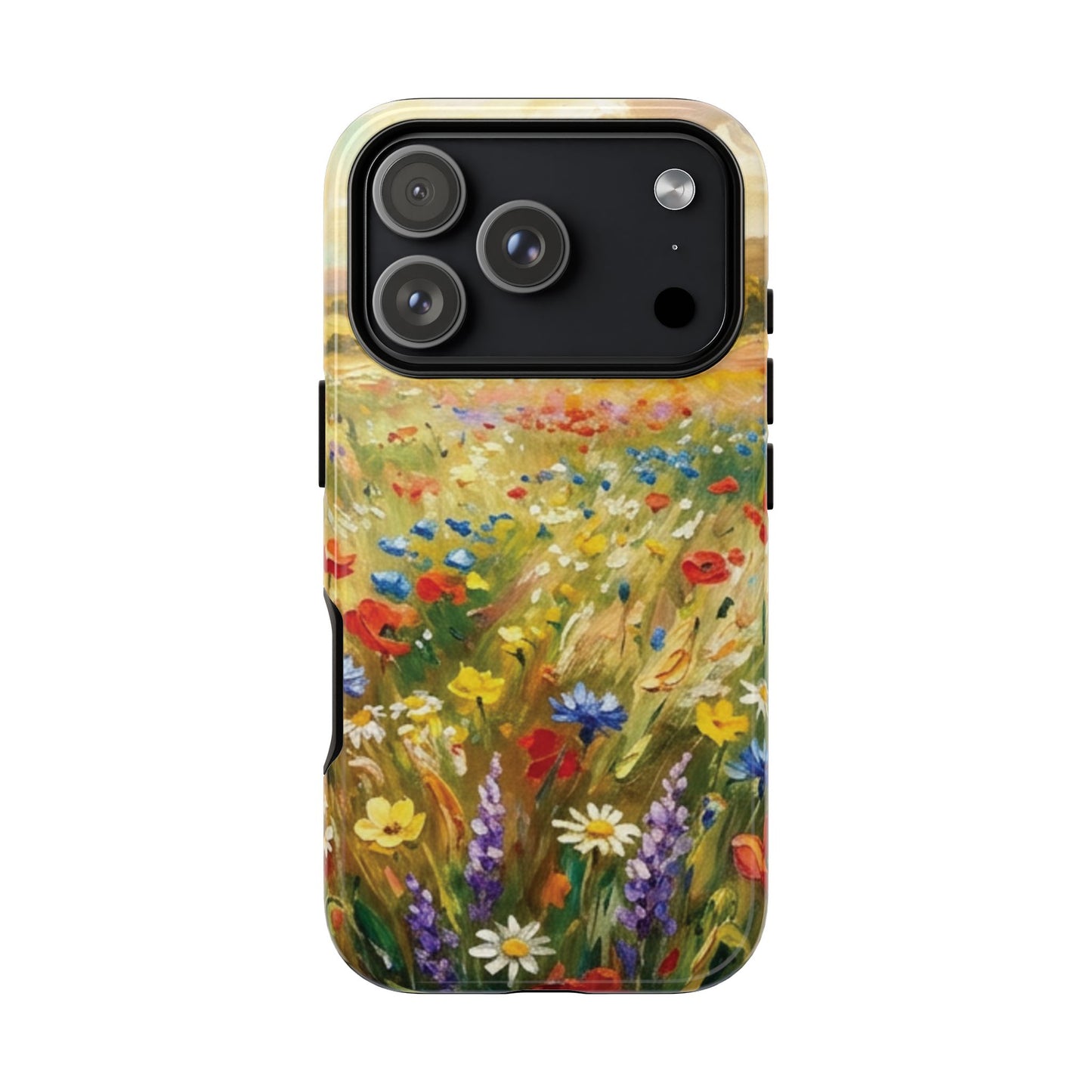 Floral Meadow Tough Phone Case — Painted Wildflower Field Protective Cover