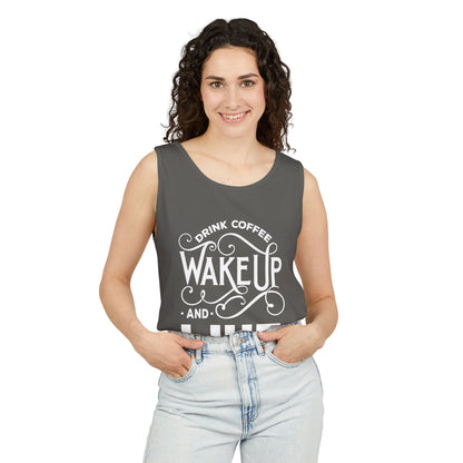 Drink Coffee Wake Up and Live motivational graphic tank top by Teeology Clothing