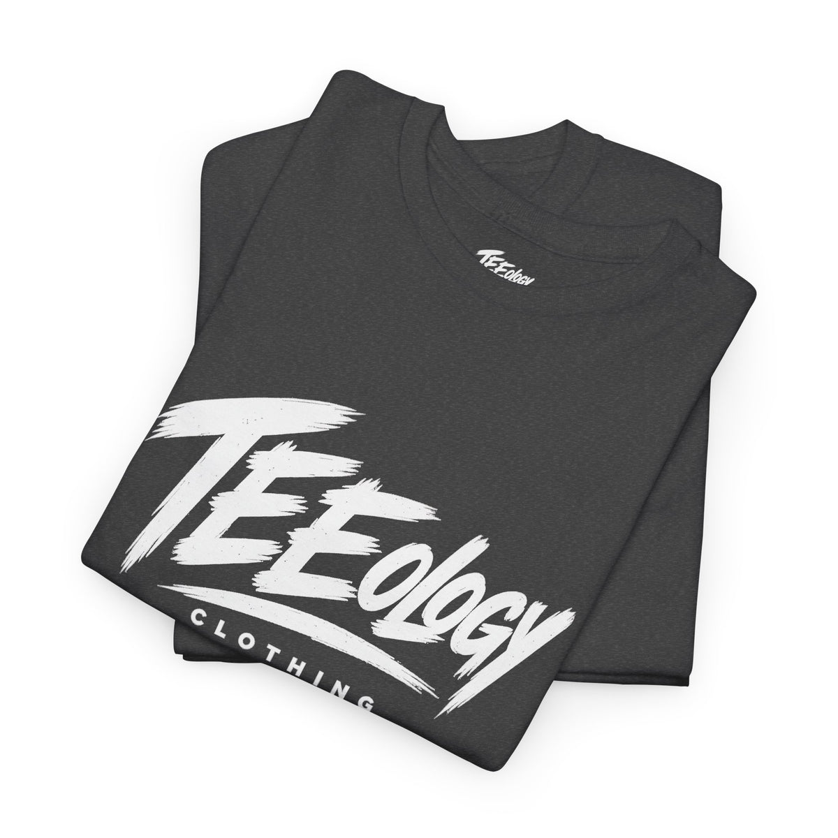 Teeology Brush Script logo graphic T-shirt