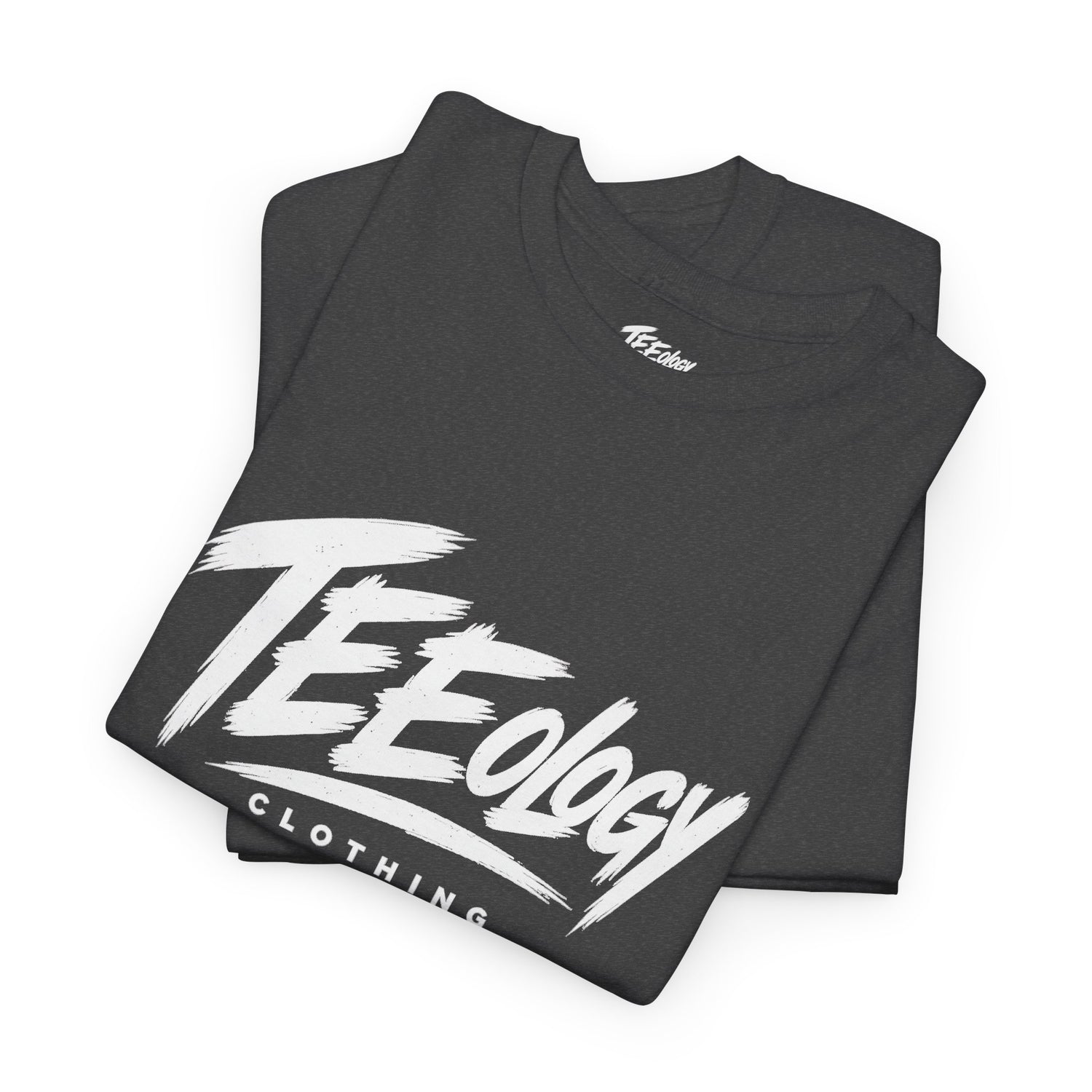 Teeology Brush Script logo graphic T-shirt