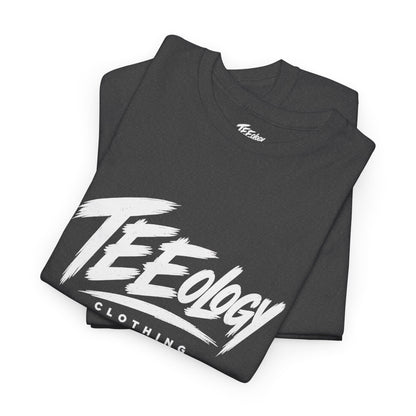 Teeology Brush Script logo graphic T-shirt