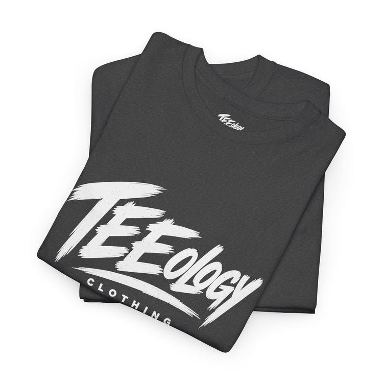 Teeology Brush Script logo graphic T-shirt