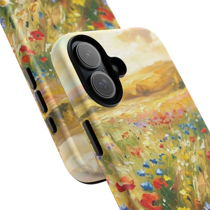 Floral Meadow Tough Phone Case — Painted Wildflower Field Protective Cover - Teeology Clothing