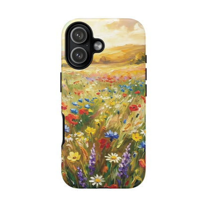 Floral Meadow Tough Phone Case — Painted Wildflower Field Protective Cover - Teeology Clothing