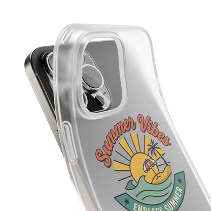 Summer Vibes Clear Phone Case - "Endless Summer" Beach Sun & Palm Design