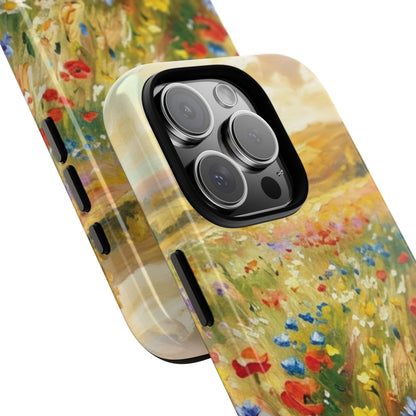 Floral Meadow Tough Phone Case with painted wildflower artwork