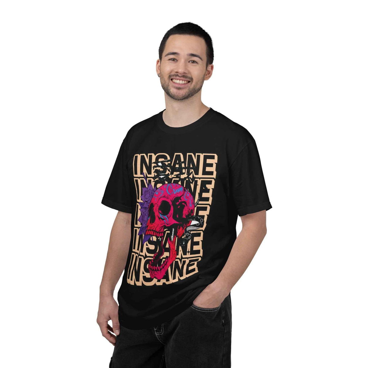 Insane Skull Tee — Retro Neon Skull Graphic T‑Shirt Unisex