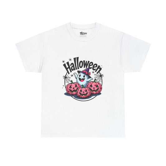 Ghost and jack-o’-lantern Halloween T-shirt by Teeology Clothing
