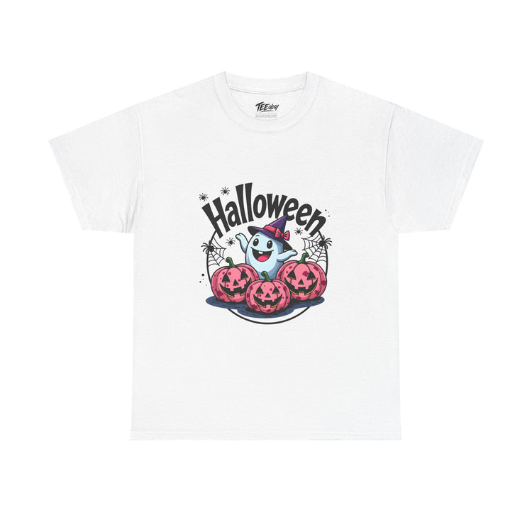 Ghost and jack-o’-lantern Halloween T-shirt by Teeology Clothing