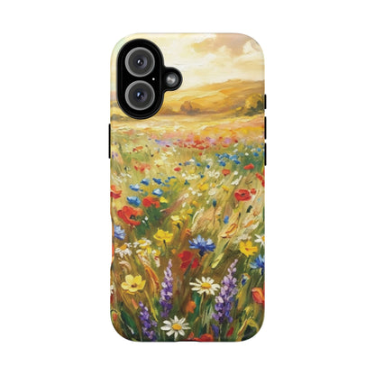 Floral Meadow Tough Phone Case — Painted Wildflower Field Protective Cover - Teeology Clothing