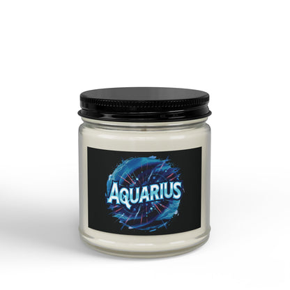 Aquarius Zodiac soy candle in scented jar