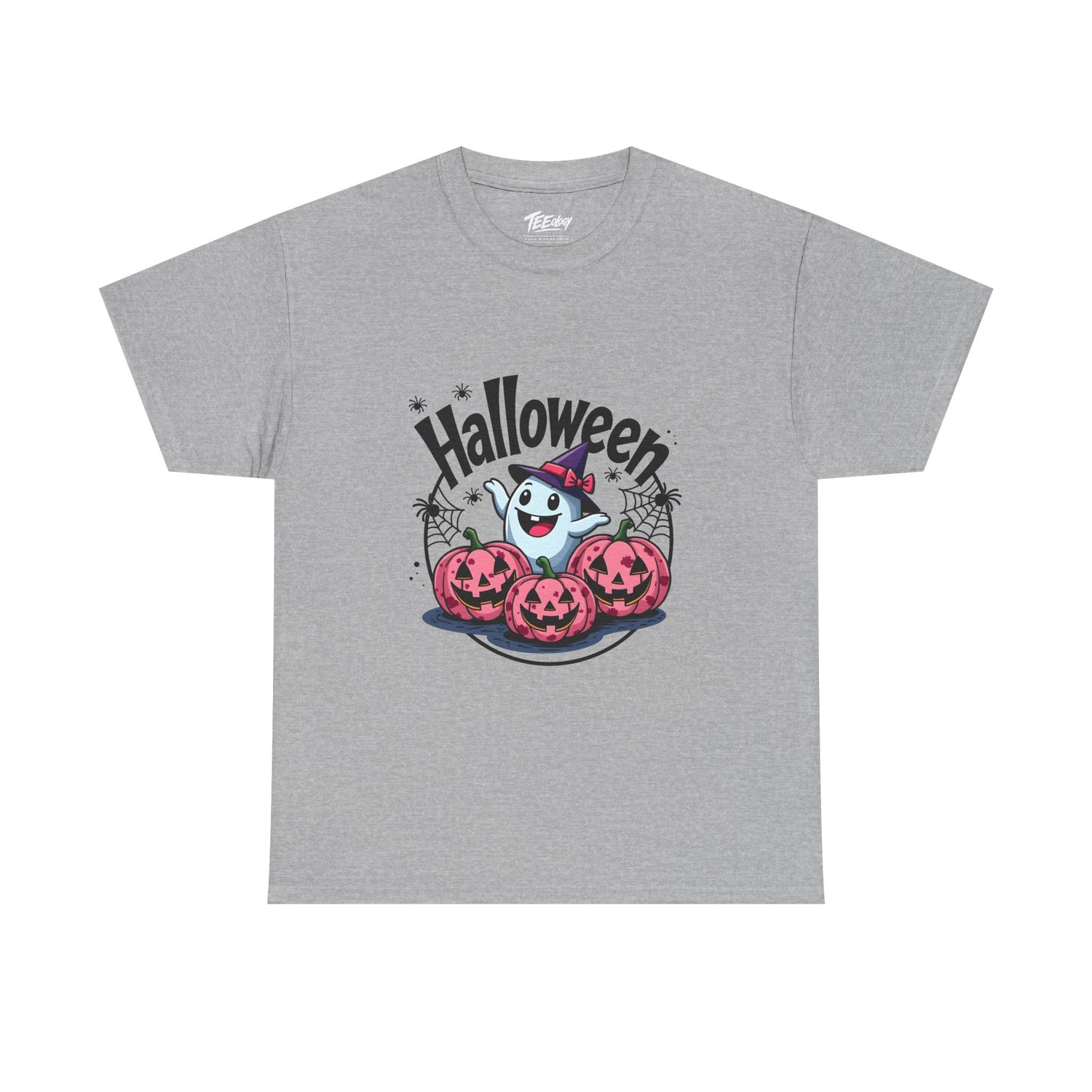 Ghost and jack-o’-lantern Halloween T-shirt by Teeology Clothing