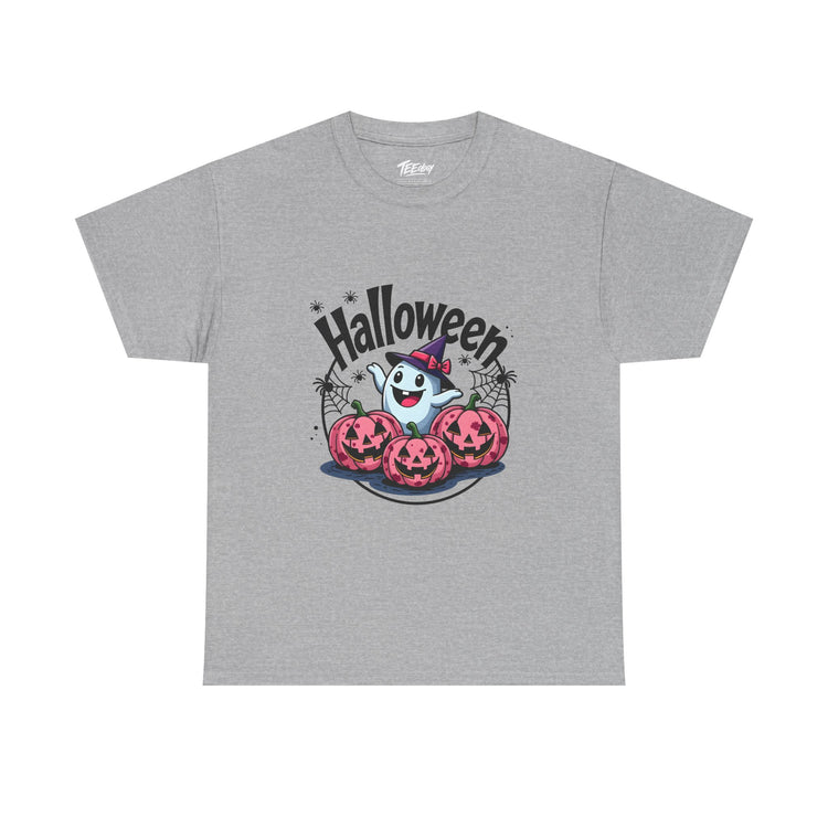 Ghost and jack-o’-lantern Halloween T-shirt by Teeology Clothing