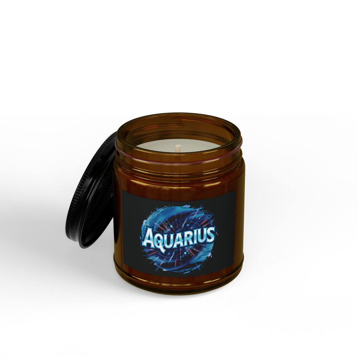 Aquarius Zodiac soy candle in scented jar