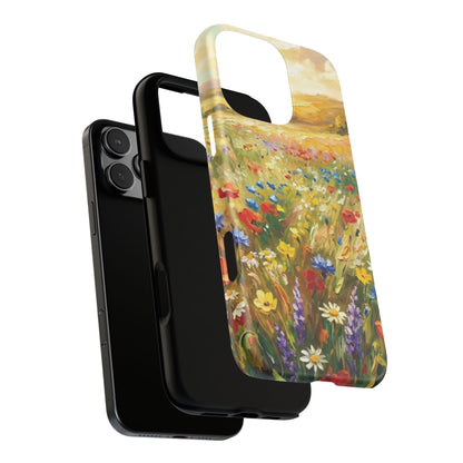 Floral Meadow Tough Phone Case with painted wildflower artwork