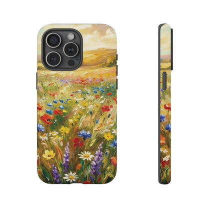 Floral Meadow Tough Phone Case — Painted Wildflower Field Protective Cover - Teeology Clothing