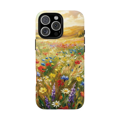 Floral Meadow Tough Phone Case — Painted Wildflower Field Protective Cover - Teeology Clothing