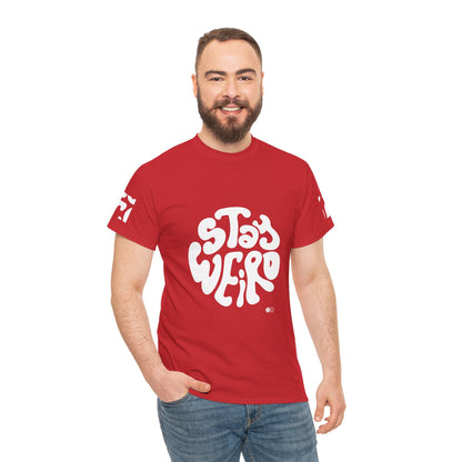 Stay Weird retro psychedelic graphic T-shirt by Teeology Clothing