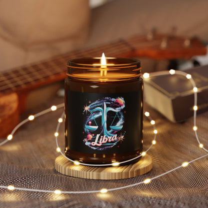 Libra Zodiac soy candle in amber jar