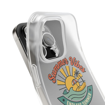 Summer Vibes Clear Phone Case - "Endless Summer" Beach Sun & Palm Design