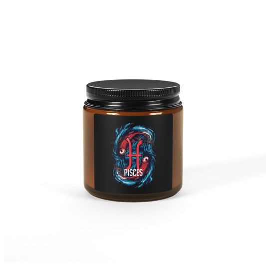 Pisces Zodiac soy candle in amber jar