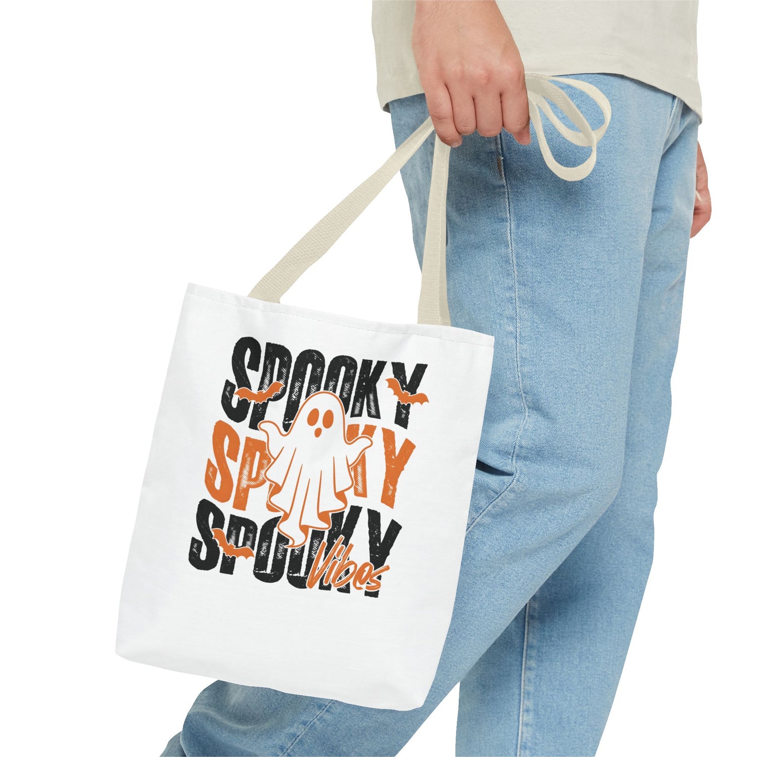Spooky Ghost Halloween trick-or-treat tote bag by Teeology Clothing
