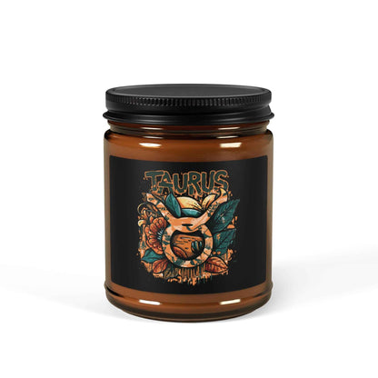 Taurus Soy Candle — Amber Jar Zodiac Scented Candle (Astrology Gift)
