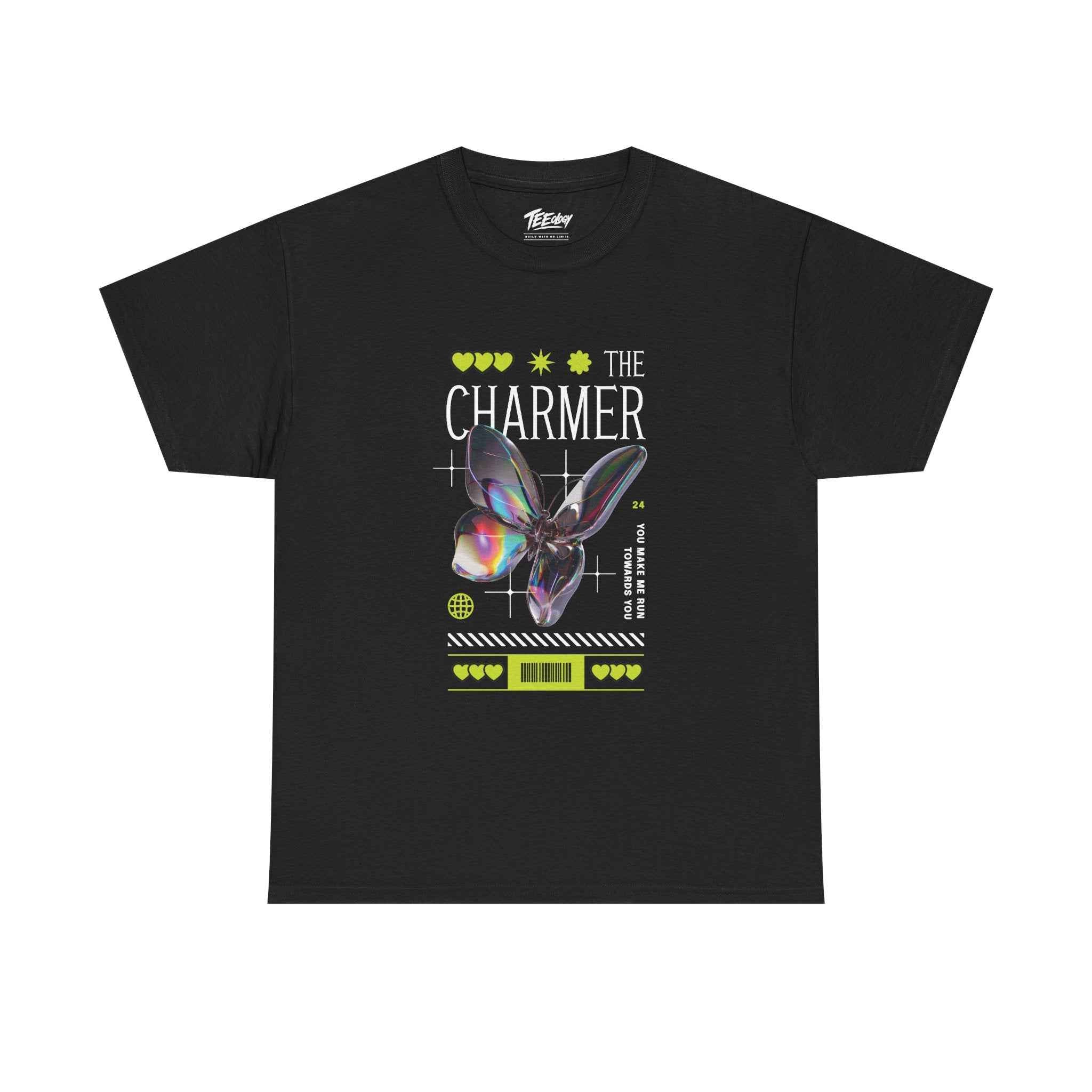 The Charmer Rabbit Tee — Neon Holographic Bunny Graphic T-Shirt