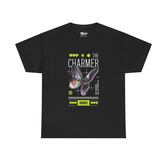 The Charmer Rabbit Tee — Neon Holographic Bunny Graphic T-Shirt