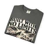 Built With No Limits mountain graphic T-shirt by Teeology Clothing