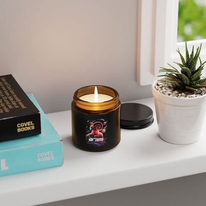Aries Zodiac amber jar scented soy candle