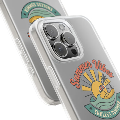 Summer Vibes Clear Phone Case - "Endless Summer" Beach Sun & Palm Design