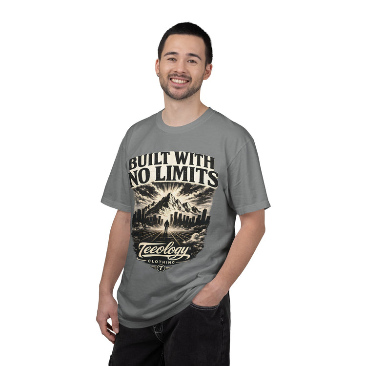 Built With No Limits mountain graphic T-shirt by Teeology Clothing
